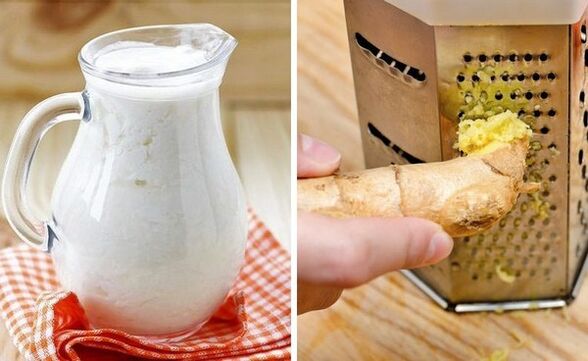 Prepare a cocktail with kefir and grated ginger
